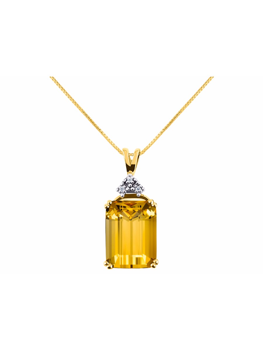 RYLOS Yellow Gold Plated Silver Designer Rectangle Necklace: Emerald Cut Gemstone & Diamond Pendant, 18" Chain, 16X12MM Birthstone, Women's Elegant Jewelry