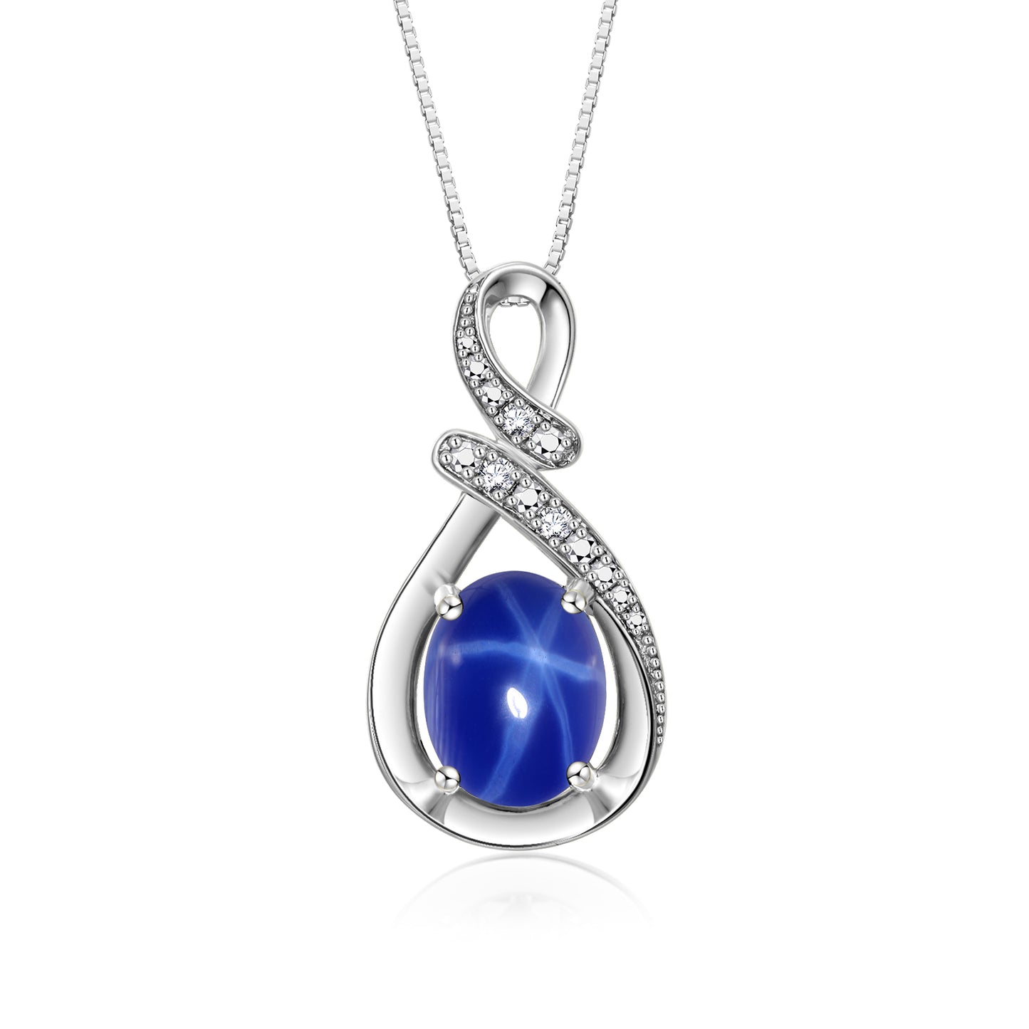 RYLOS Sterling Silver Classic Designer Necklace: Gemstone & Diamond Pendant, 18 inch Chain, 9X7MM Birthstone, Women's Elegant Jewelry