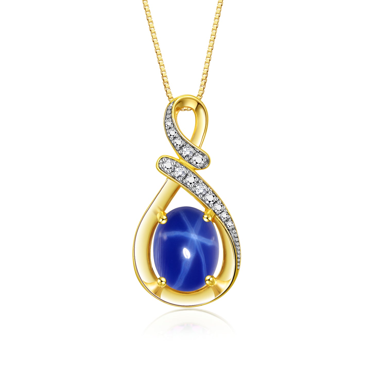 RYLOS 14K Yellow Gold Classic Designer Necklace: Gemstone & Diamond Pendant, 18 inch Chain, 9X7MM Birthstone, Women's Elegant Jewelry