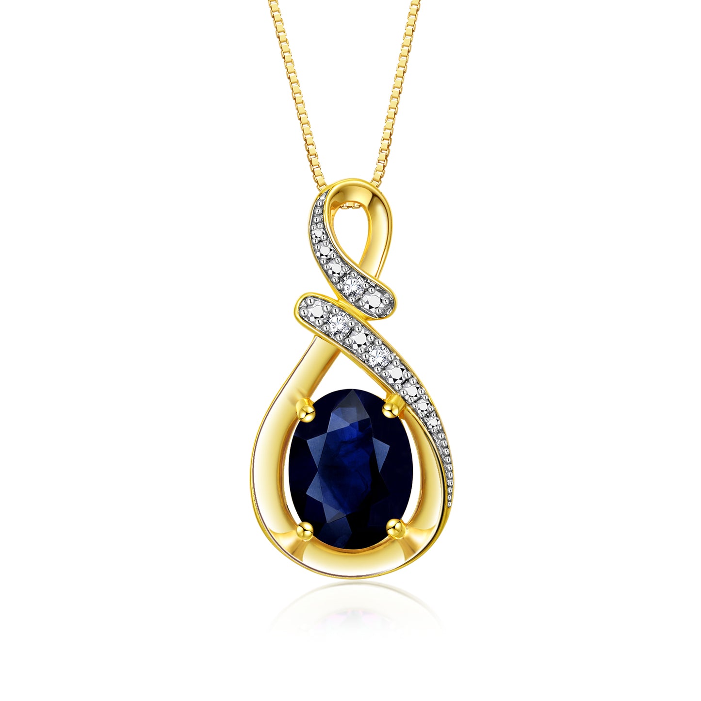 RYLOS 14K Yellow Gold Classic Designer Necklace: Gemstone & Diamond Pendant, 18 inch Chain, 9X7MM Birthstone, Women's Elegant Jewelry