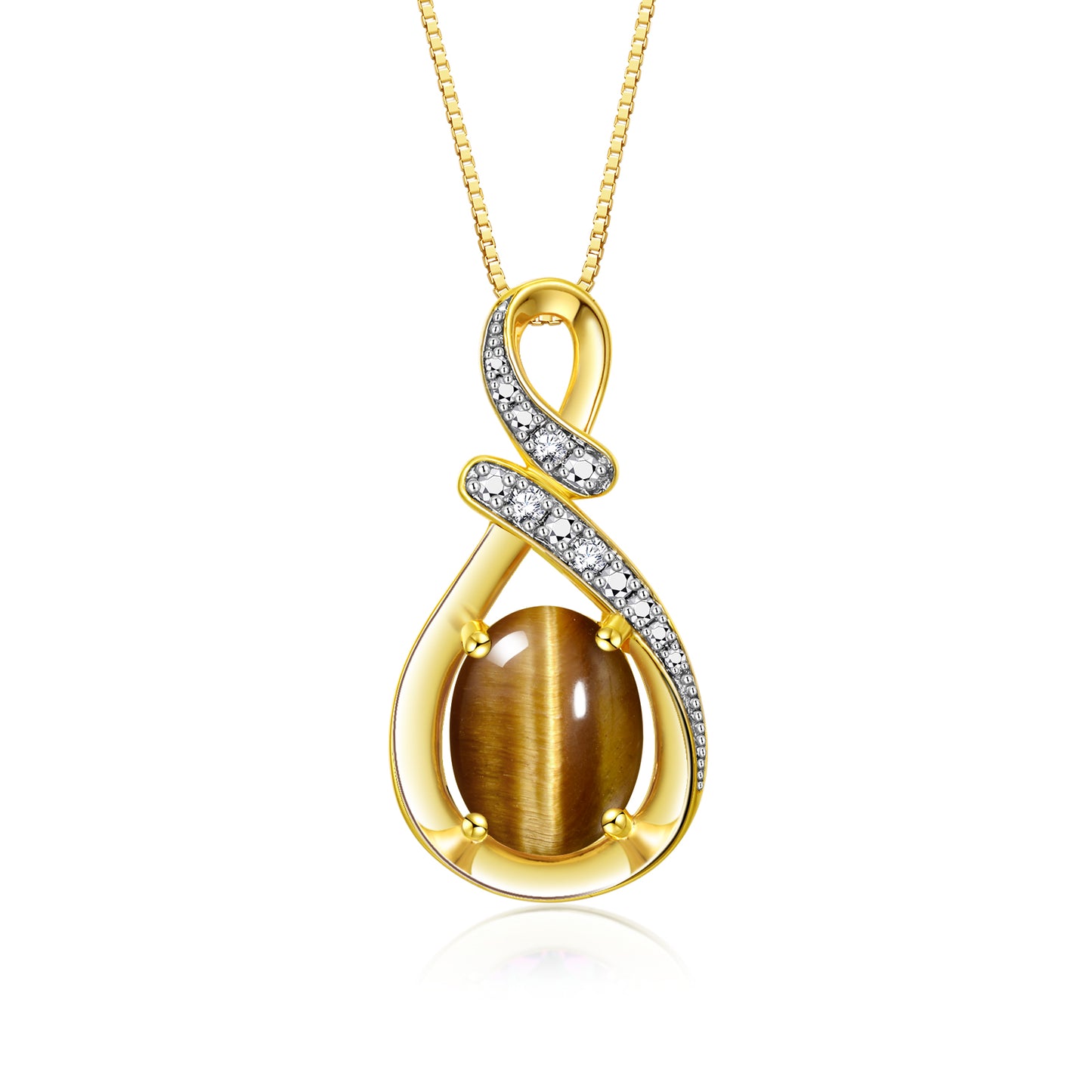 RYLOS 14K Yellow Gold Classic Designer Necklace: Gemstone & Diamond Pendant, 18 inch Chain, 9X7MM Birthstone, Women's Elegant Jewelry