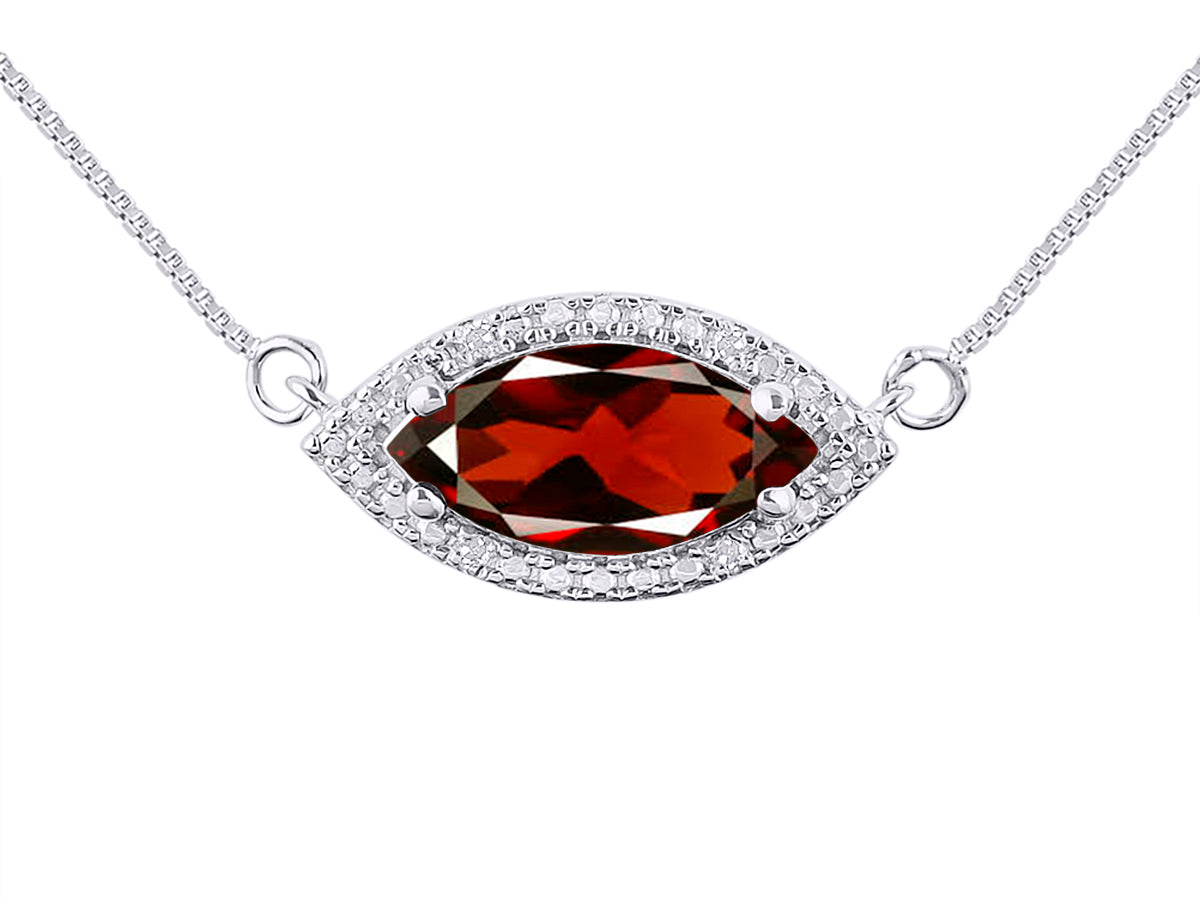 RYLOS Sterling Silver Lucky Eye Necklace: Marquise Gemstone & Diamond Pendant, 18" Chain, 12X6MM Birthstone, Women's Elegant Jewelry