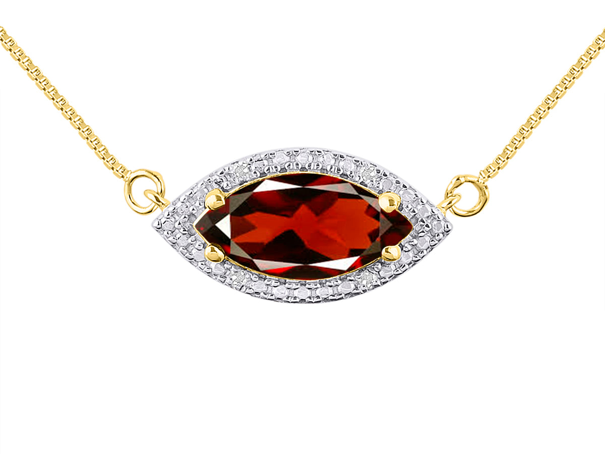 RYLOS Yellow Gold Plated Silver Lucky Eye Necklace: Marquise Gemstone & Diamond Pendant, 18 inch Chain, 12X6MM Birthstone, Women's Elegant Jewelry