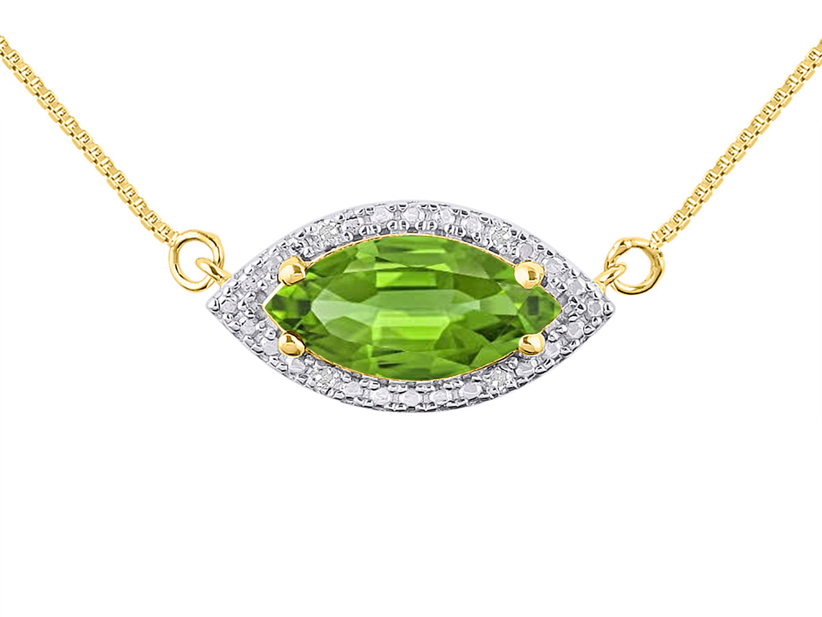 RYLOS Yellow Gold Plated Silver Lucky Eye Necklace: Marquise Gemstone & Diamond Pendant, 18 inch Chain, 12X6MM Birthstone, Women's Elegant Jewelry