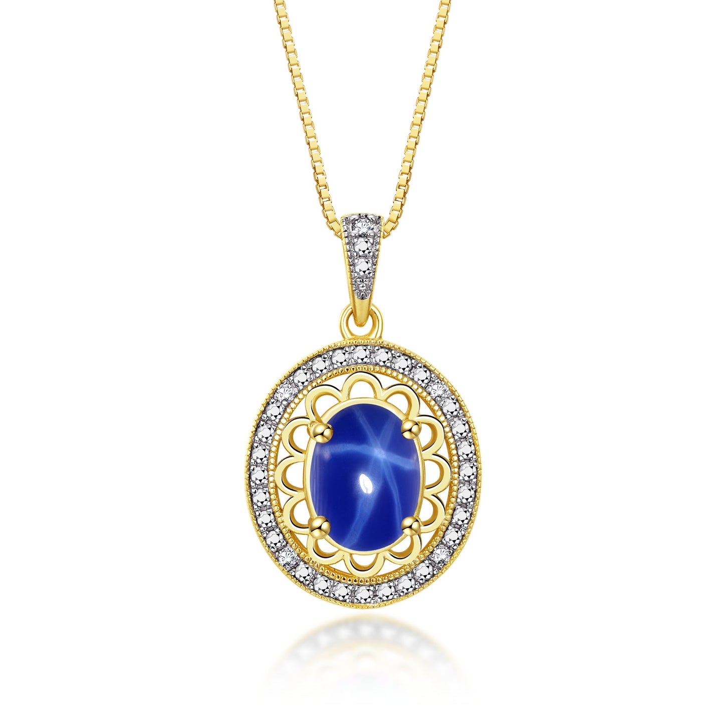 RYLOS 14K Yellow Gold Halo Designer Necklace: Gemstone & Diamond Pendant, 18" Chain, 8X6MM Birthstone, Women's Elegant Jewelry