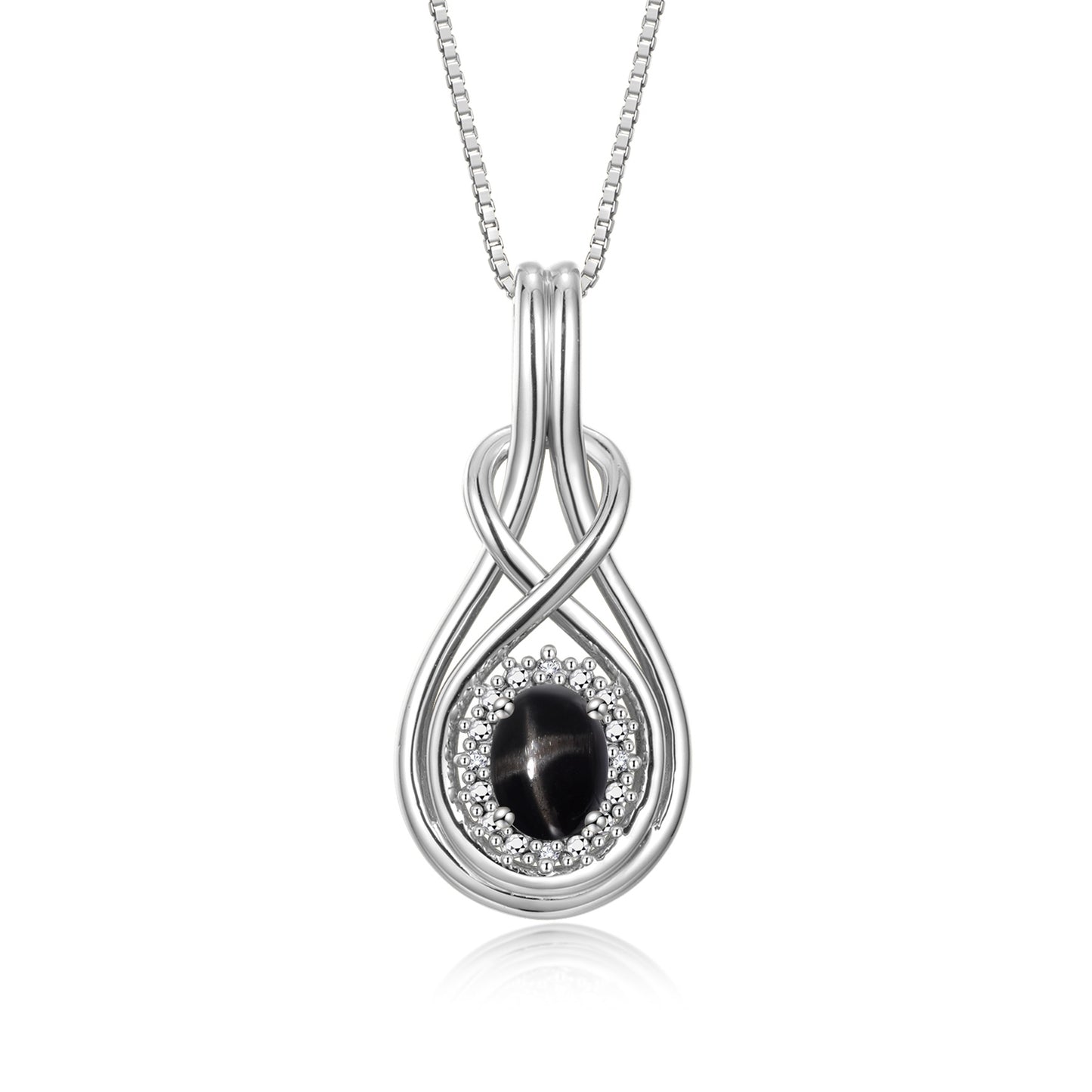 RYLOS 14K White Gold Love Knot Necklace: Gemstone & Diamond Pendant, 18 Chain, 8X6MM Birthstone, Women's Elegant Jewelry