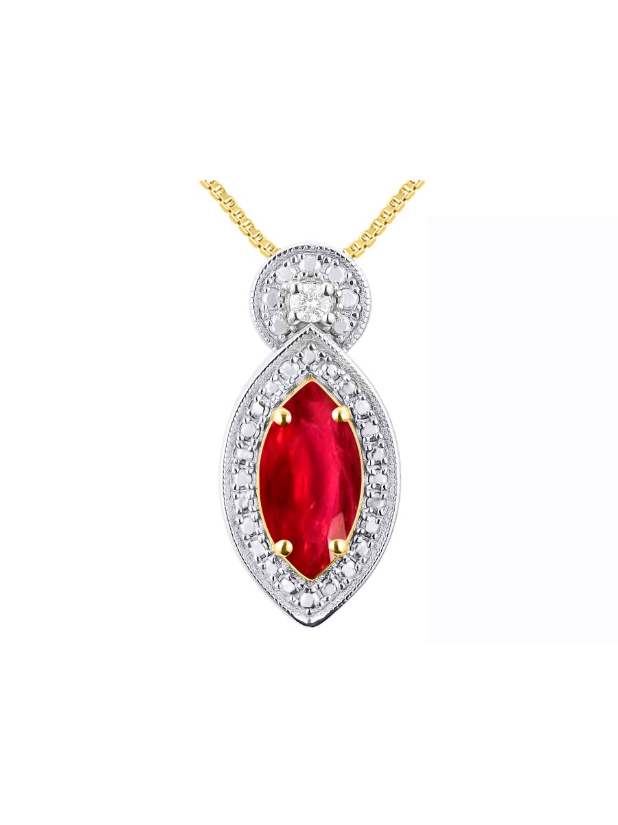 RYLOS Yellow Gold Plated Silver Designer Necklace: Marquise Gemstone & Diamond Pendant, 18" Chain, 10X5MM Birthstone, Women's Elegant Jewelry