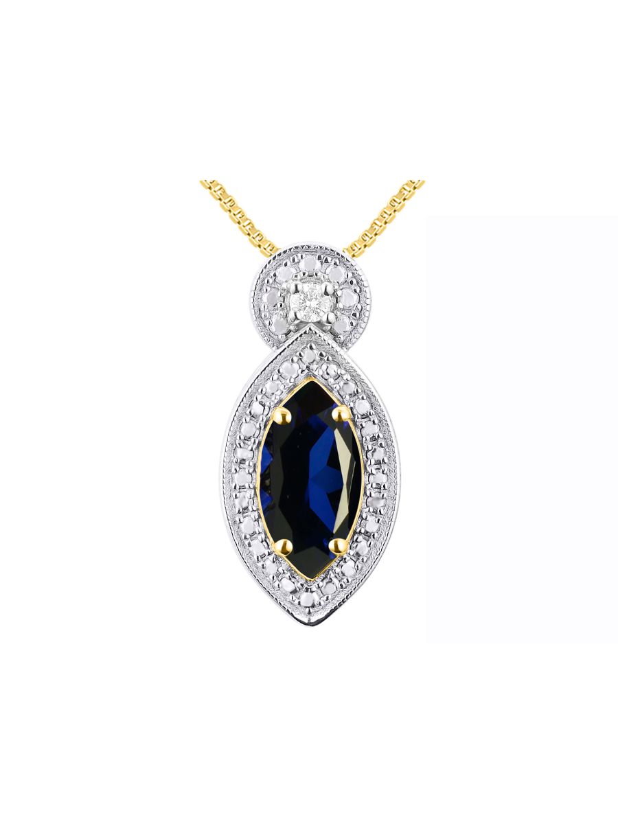 RYLOS 14K Yellow Gold Designer Necklace: Marquise Gemstone & Diamond Pendant, 18" Chain, 10X5MM Birthstone, Women's Elegant Jewelry