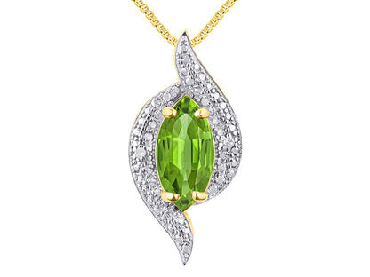RYLOS 14K Yellow Gold Designer Necklace: Marquise Gemstone & Diamond Pendant, 18" Chain, 10X5MM Birthstone, Women's Elegant Jewelry