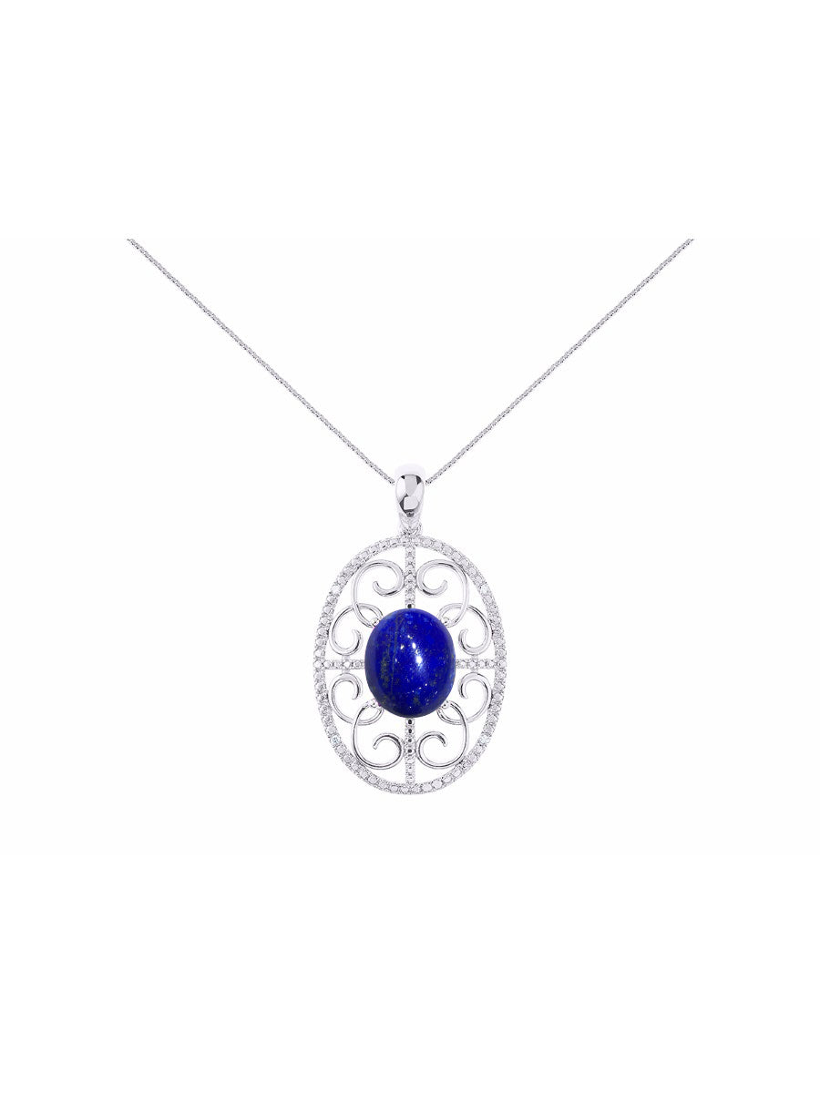 RYLOS Designer Halo Necklace: Gemstone & Diamond Pendant, 18 inch Chain, 12X10MM, Women's Elegant Jewelry - Sterling Silver