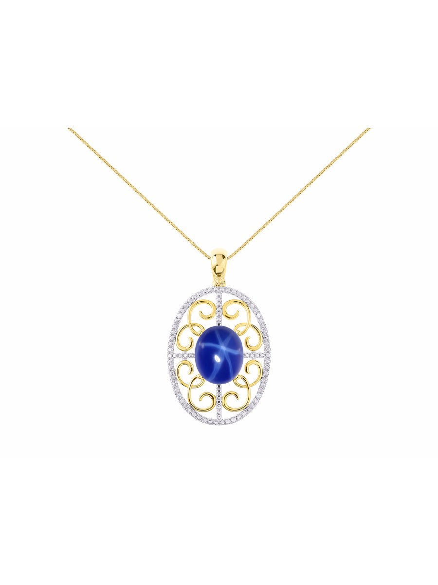 RYLOS 14K Yellow Gold Halo Designer Style Necklace: Gemstone & Diamond Pendant, 18 inch Chain, 12X10MM, Women's Elegant Jewelry