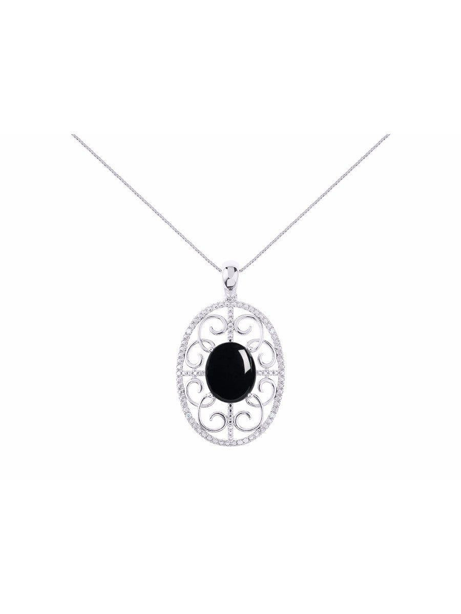 RYLOS Designer Halo Necklace: Gemstone & Diamond Pendant, 18 inch Chain, 12X10MM, Women's Elegant Jewelry - Sterling Silver