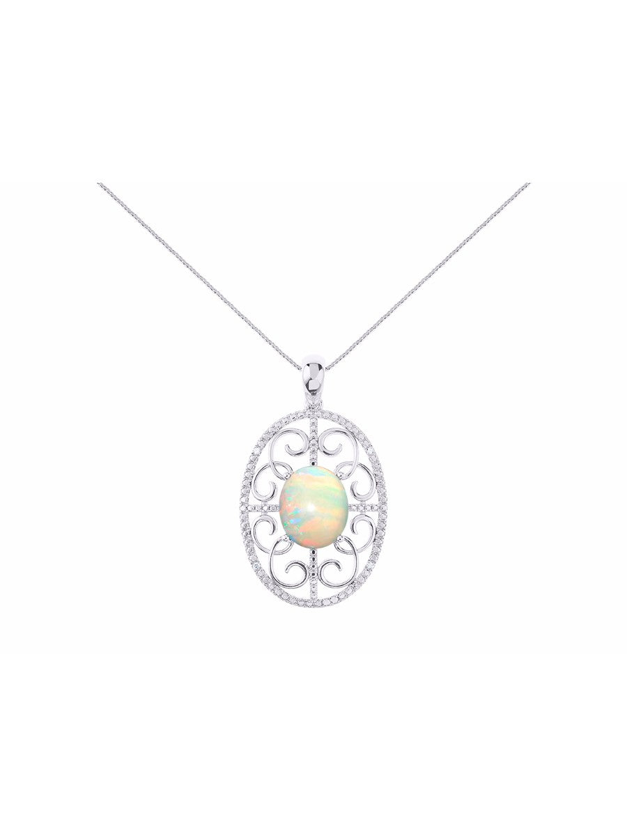 RYLOS Designer Halo Necklace: Gemstone & Diamond Pendant, 18 inch Chain, 12X10MM, Women's Elegant Jewelry - Sterling Silver