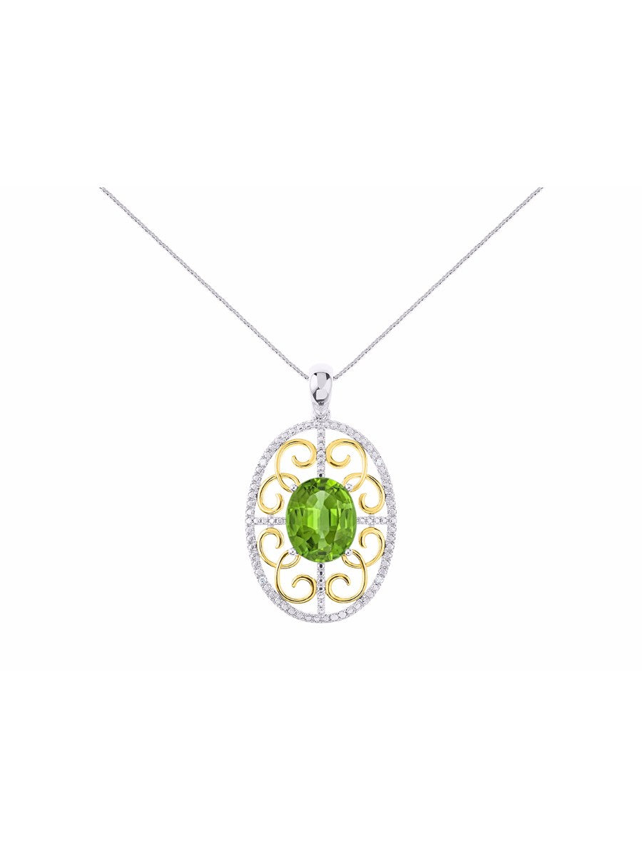 RYLOS 14K Yellow Gold Halo Designer Style Necklace: Gemstone & Diamond Pendant, 18 inch Chain, 12X10MM, Women's Elegant Jewelry