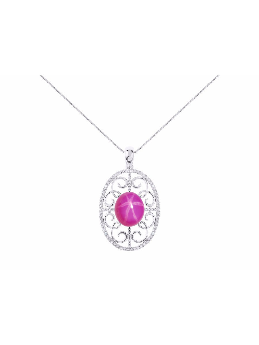 RYLOS Designer Halo Necklace: Gemstone & Diamond Pendant, 18 inch Chain, 12X10MM, Women's Elegant Jewelry - Sterling Silver