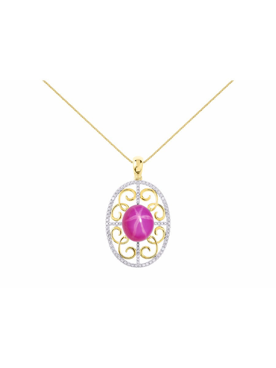 RYLOS 14K Yellow Gold Halo Designer Style Necklace: Gemstone & Diamond Pendant, 18 inch Chain, 12X10MM, Women's Elegant Jewelry