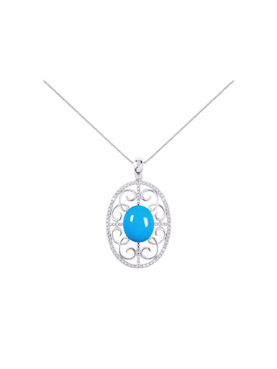 RYLOS Designer Halo Necklace: Gemstone & Diamond Pendant, 18 inch Chain, 12X10MM, Women's Elegant Jewelry - Sterling Silver