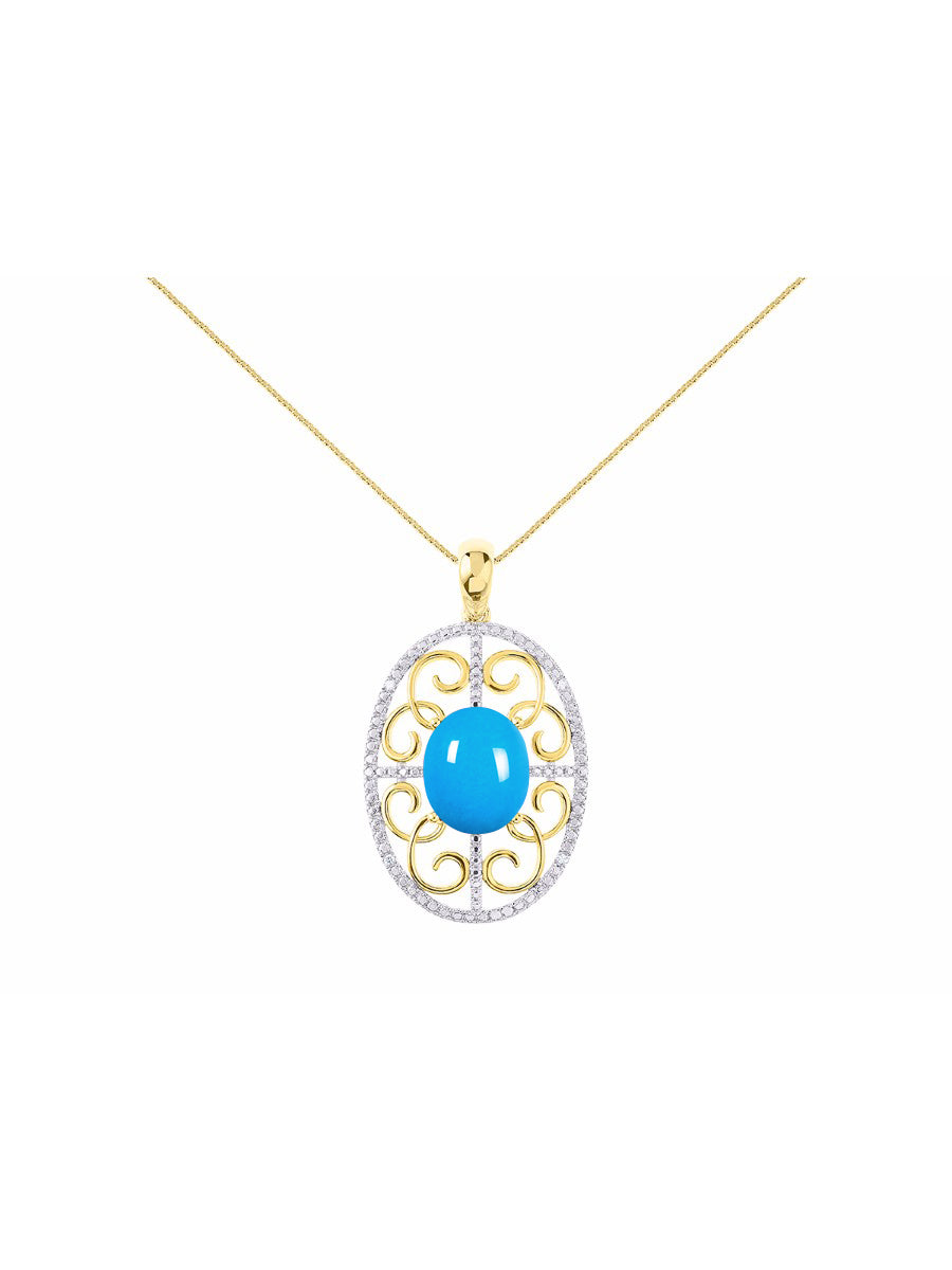 RYLOS 14K Yellow Gold Halo Designer Style Necklace: Gemstone & Diamond Pendant, 18 inch Chain, 12X10MM, Women's Elegant Jewelry