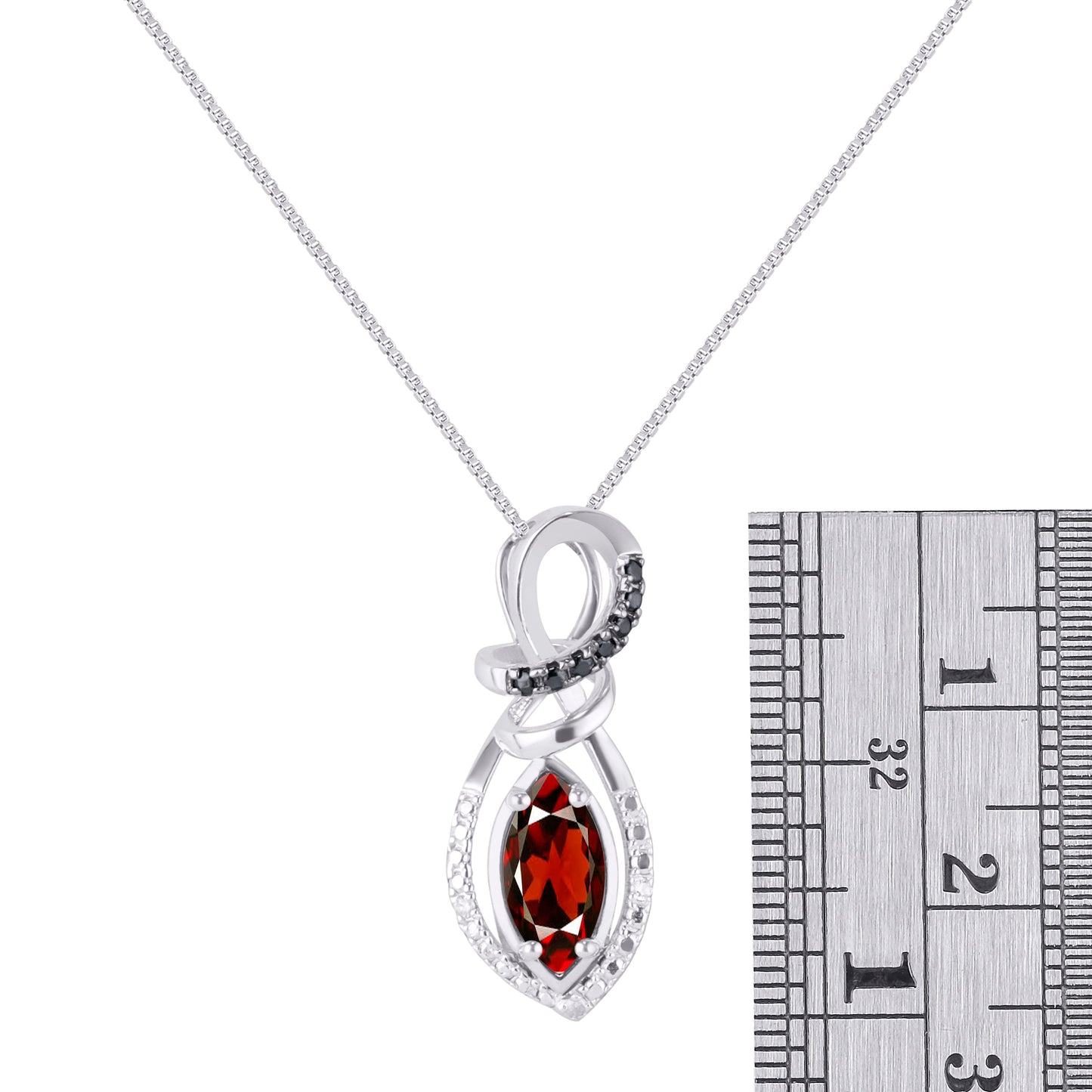 RYLOS Designer Necklace: Marquise Gemstone & White & Black Diamond Pendant, 18" Chain, 10X5MM Birthstone, Women's Elegant Sterling Silver Jewelry