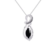 RYLOS Designer Necklace: Marquise Gemstone & White & Black Diamond Pendant, 18" Chain, 10X5MM Birthstone, Women's Elegant Sterling Silver Jewelry