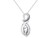 RYLOS Designer Necklace: Marquise Gemstone & White & Black Diamond Pendant, 18" Chain, 10X5MM Birthstone, Women's Elegant Sterling Silver Jewelry