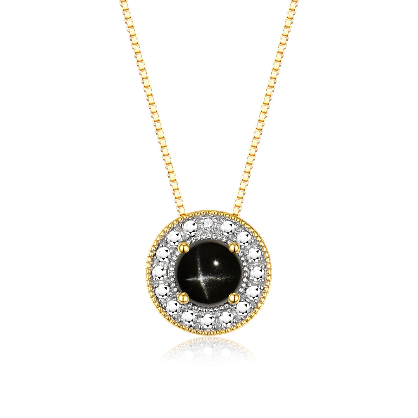 RYLOS Halo Designer Necklace: Gemstone & Diamond, 18" Chain, 4MM Birthstone, Yellow Gold Plated Silver Women's Elegant Jewelry