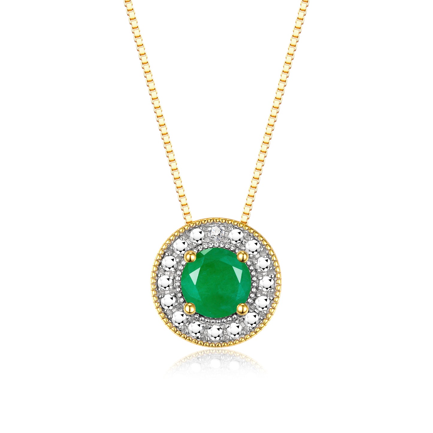 RYLOS 14K Yellow Gold Halo Designer Necklace: Gemstone & Diamond, 18 inch Chain, 4MM Birthstone, Women's Elegant Jewelry