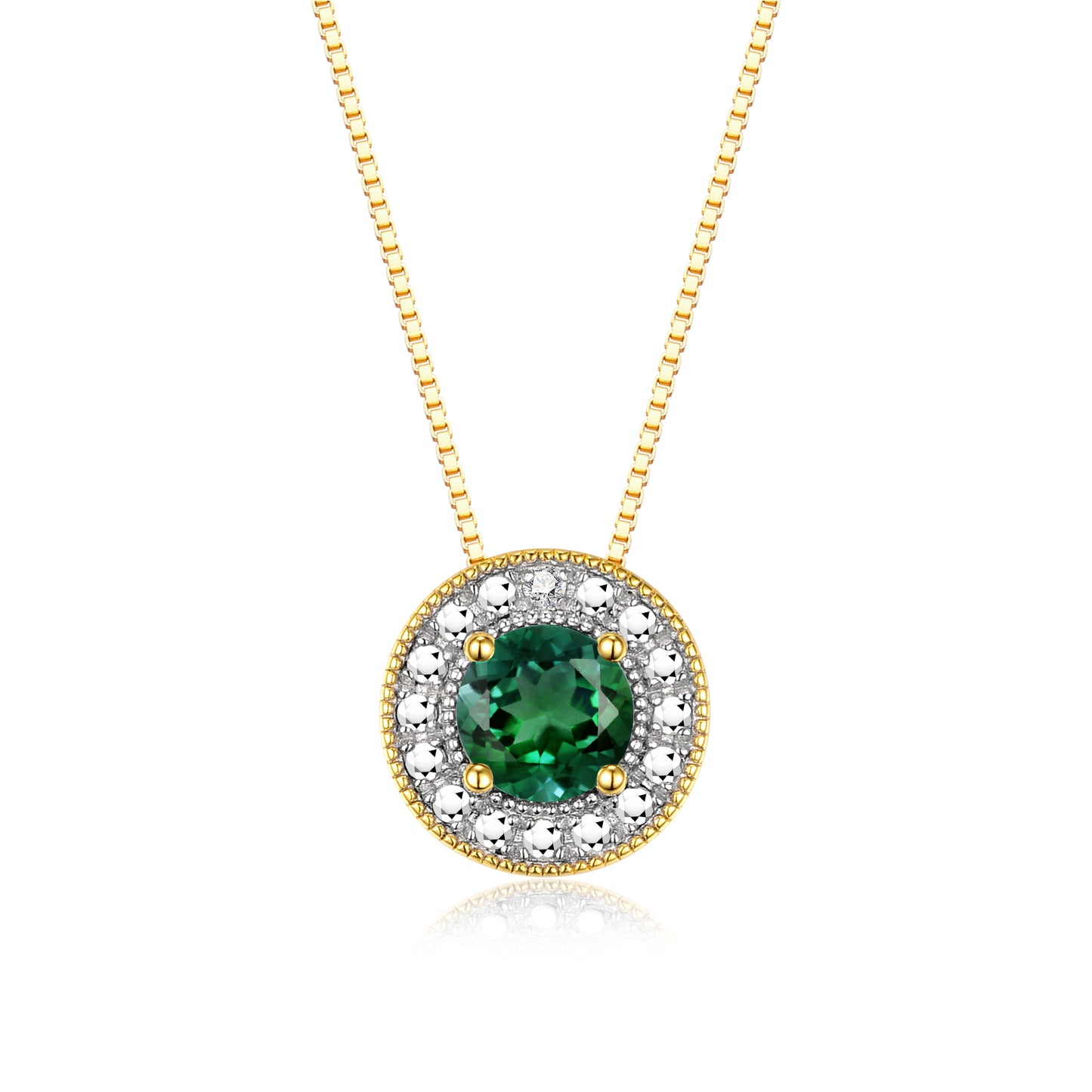 RYLOS 14K Yellow Gold Halo Designer Necklace: Gemstone & Diamond, 18 inch Chain, 4MM Birthstone, Women's Elegant Jewelry