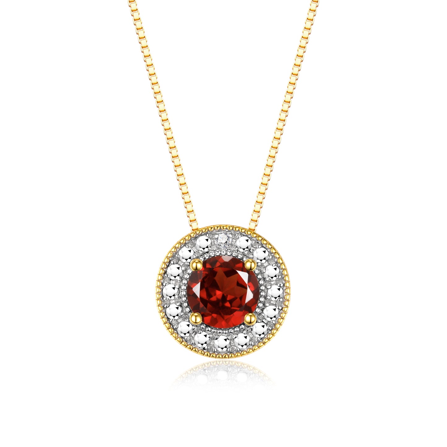 RYLOS 14K Yellow Gold Halo Designer Necklace: Gemstone & Diamond, 18 inch Chain, 4MM Birthstone, Women's Elegant Jewelry