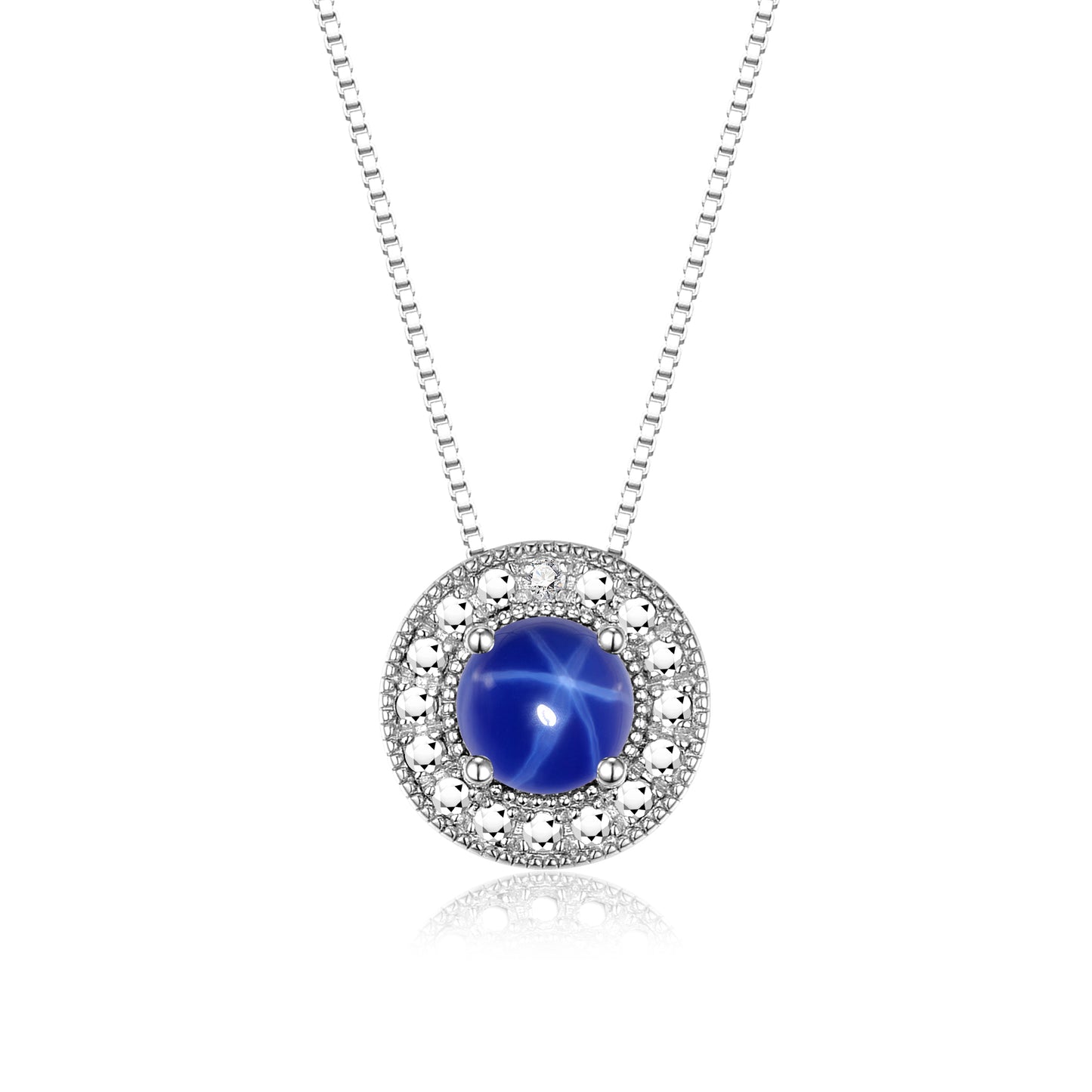 RYLOS 14K White Gold Halo Designer Necklace: Gemstone & Diamond, 18 inch Chain, 4MM Birthstone, Women's Elegant Jewelry