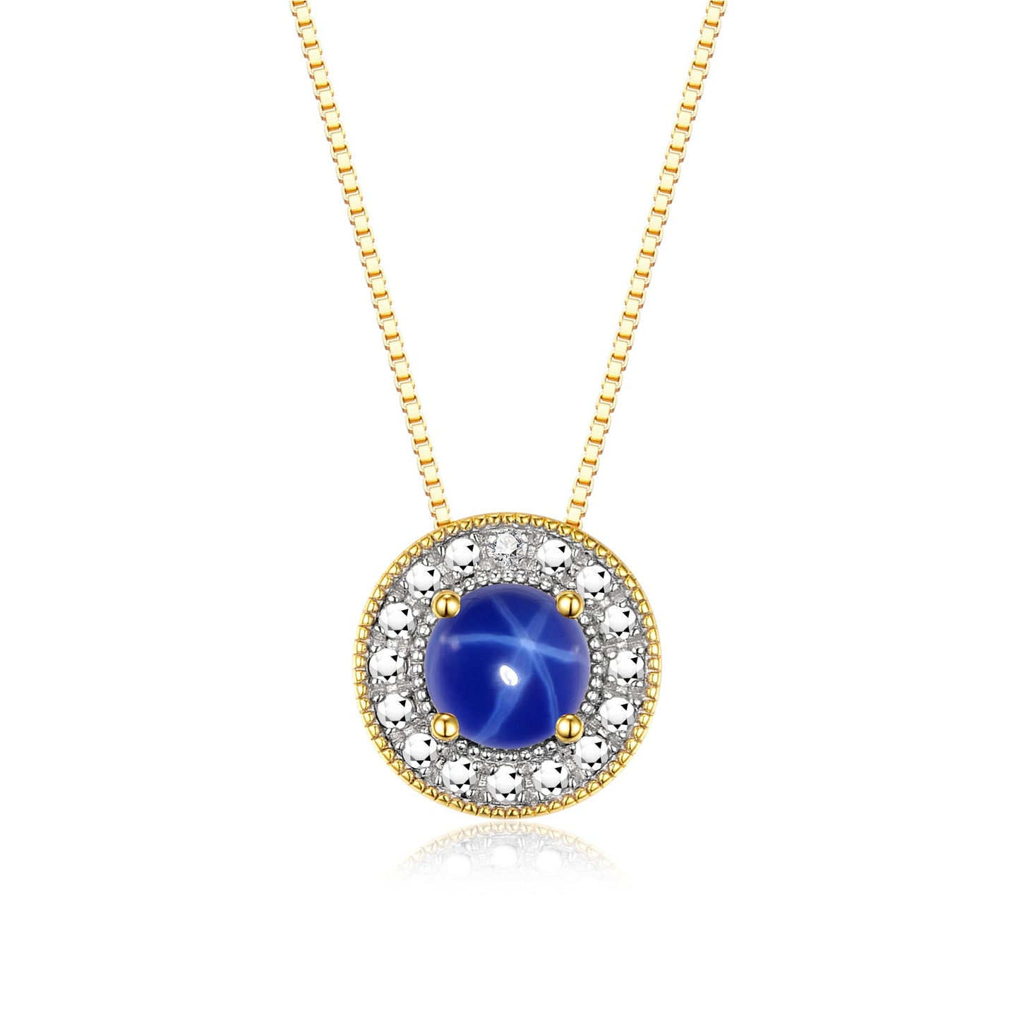 RYLOS Halo Designer Necklace: Gemstone & Diamond, 18" Chain, 4MM Birthstone, Yellow Gold Plated Silver Women's Elegant Jewelry