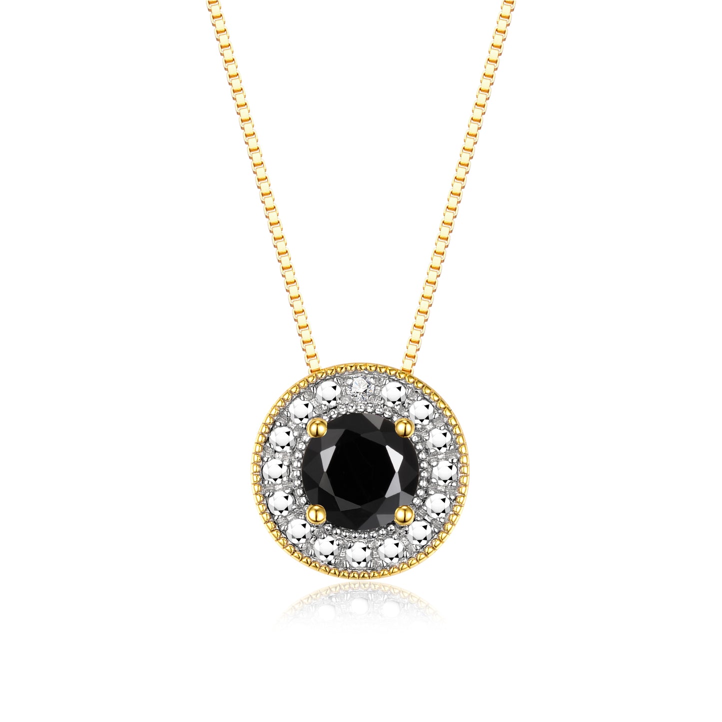 RYLOS 14K Yellow Gold Halo Designer Necklace: Gemstone & Diamond, 18 inch Chain, 4MM Birthstone, Women's Elegant Jewelry