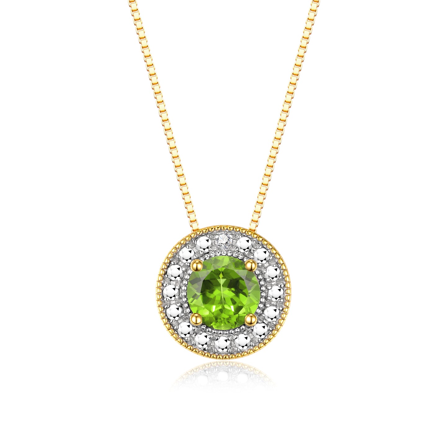 RYLOS 14K Yellow Gold Halo Designer Necklace: Gemstone & Diamond, 18 inch Chain, 4MM Birthstone, Women's Elegant Jewelry