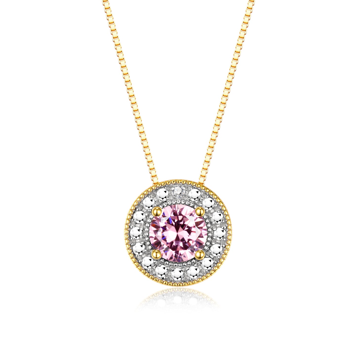 RYLOS 14K Yellow Gold Halo Designer Necklace: Gemstone & Diamond, 18 inch Chain, 4MM Birthstone, Women's Elegant Jewelry