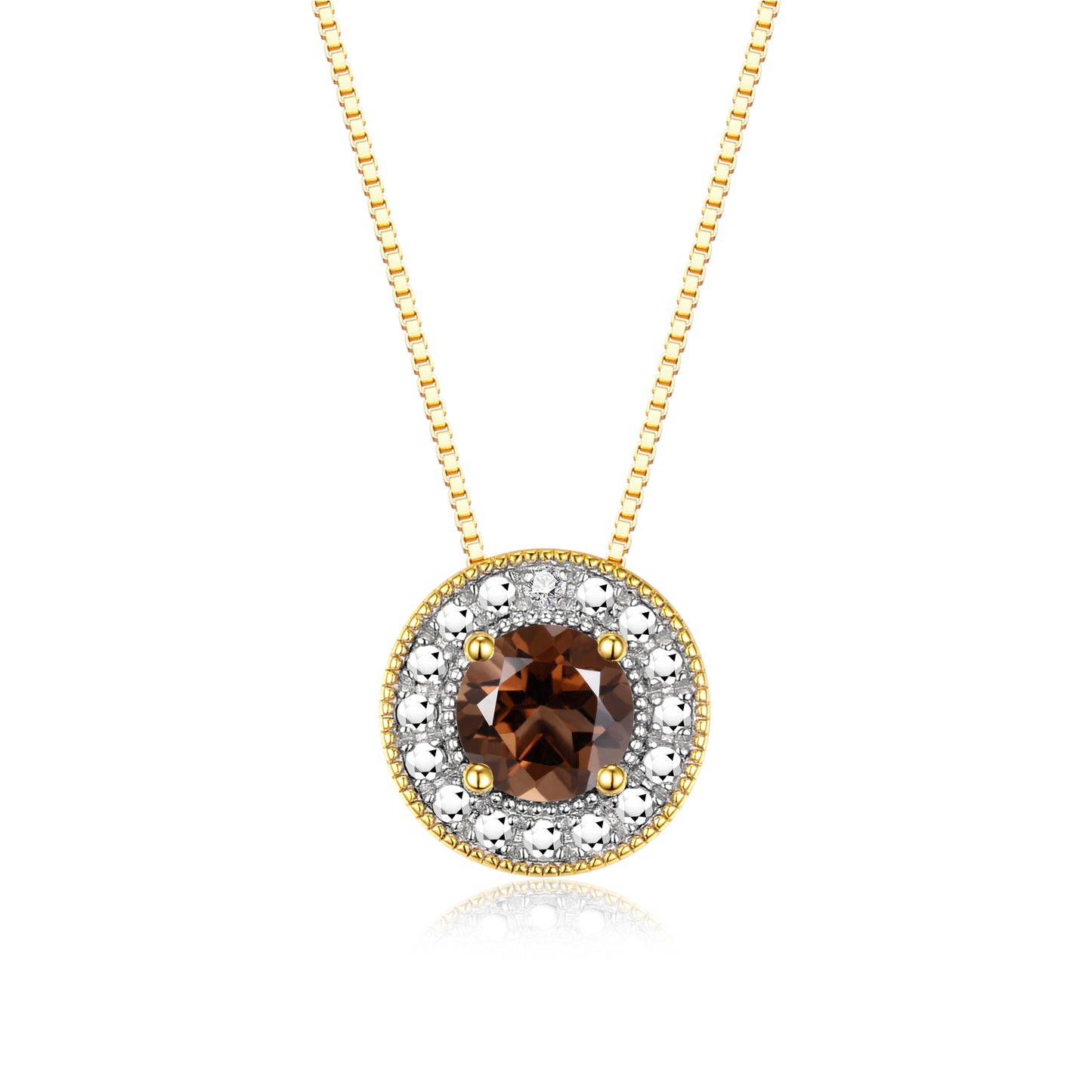 RYLOS 14K Yellow Gold Halo Designer Necklace: Gemstone & Diamond, 18 inch Chain, 4MM Birthstone, Women's Elegant Jewelry