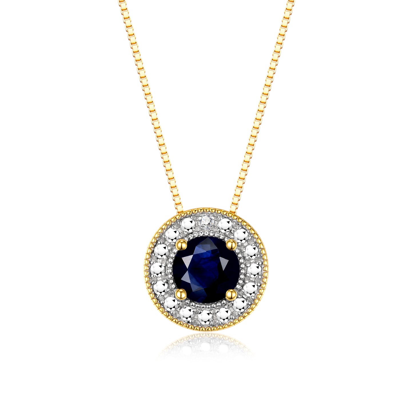 RYLOS 14K Yellow Gold Halo Designer Necklace: Gemstone & Diamond, 18 inch Chain, 4MM Birthstone, Women's Elegant Jewelry