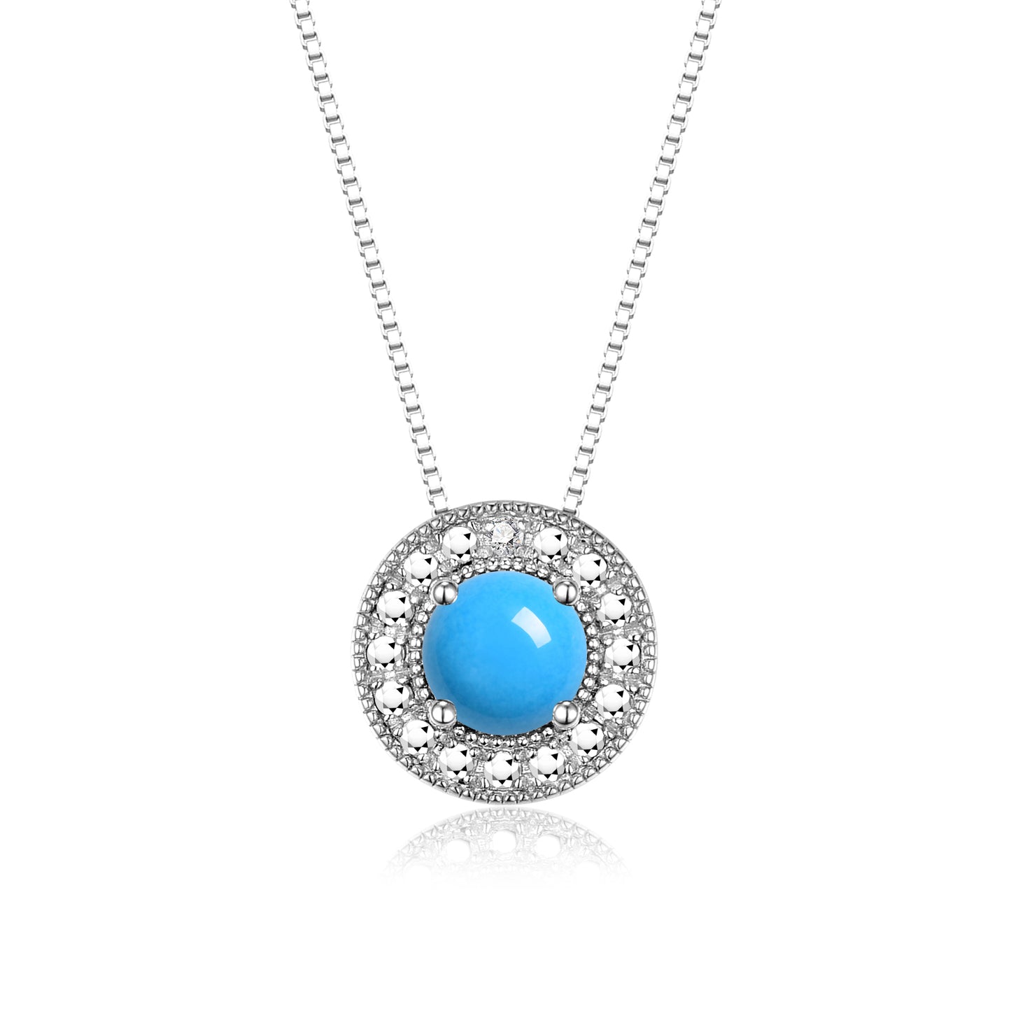RYLOS 14K White Gold Halo Designer Necklace: Gemstone & Diamond, 18 inch Chain, 4MM Birthstone, Women's Elegant Jewelry