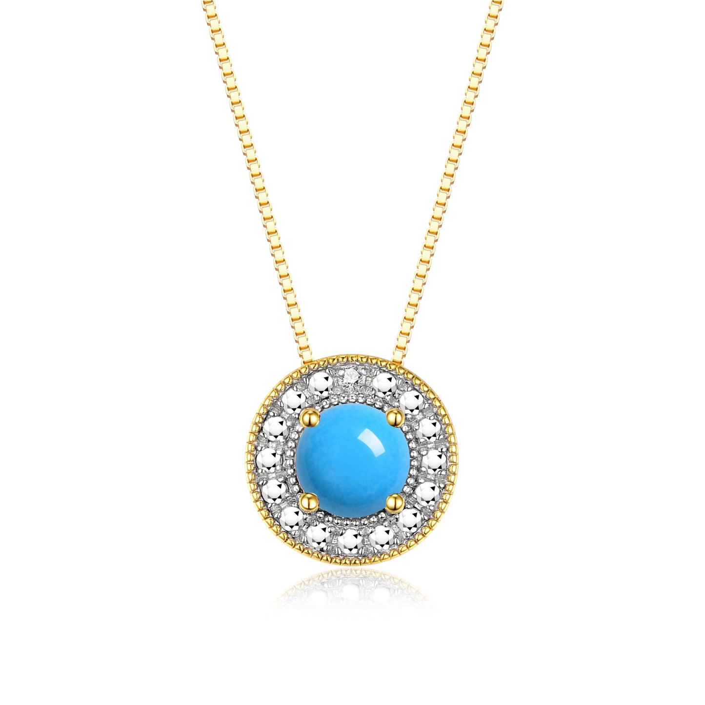 RYLOS Halo Designer Necklace: Gemstone & Diamond, 18" Chain, 4MM Birthstone, Yellow Gold Plated Silver Women's Elegant Jewelry