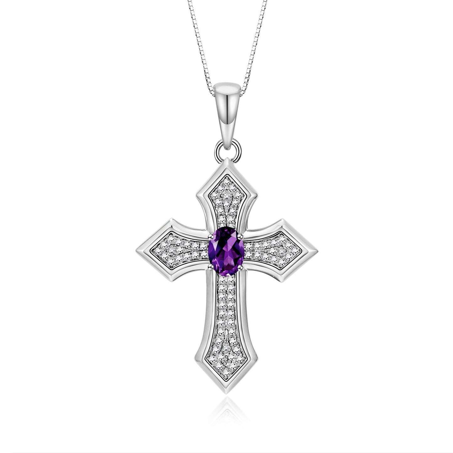 RYLOS Cross Necklace: Gemstone &  Diamond Sterling Silver 925 Pendant - 7X5MM Birthstone - 18 Chain - Elegant Jewelry
