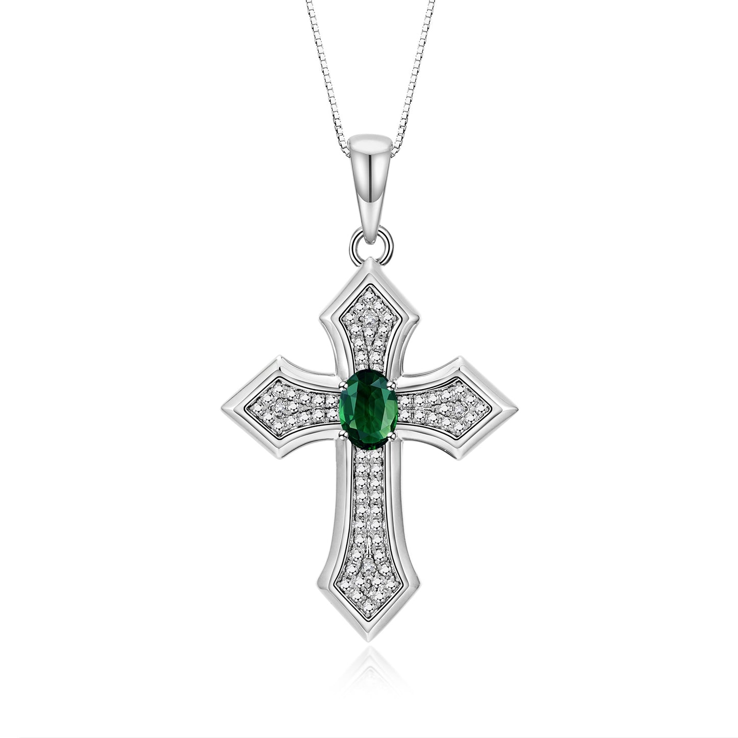 RYLOS Cross Necklace: Gemstone &  Diamond Sterling Silver 925 Pendant - 7X5MM Birthstone - 18 Chain - Elegant Jewelry