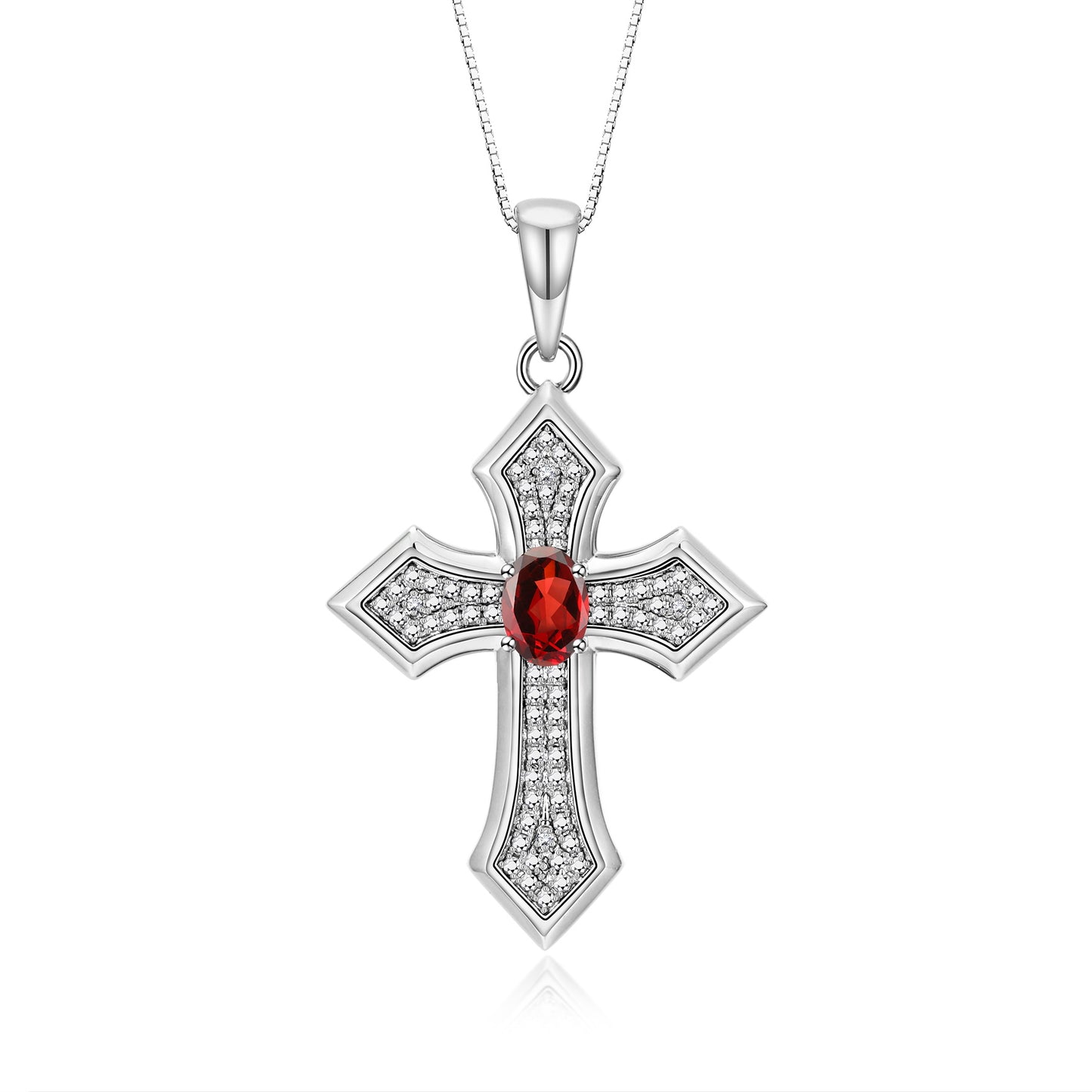 RYLOS Cross Necklace: Gemstone &  Diamond Sterling Silver 925 Pendant - 7X5MM Birthstone - 18 Chain - Elegant Jewelry