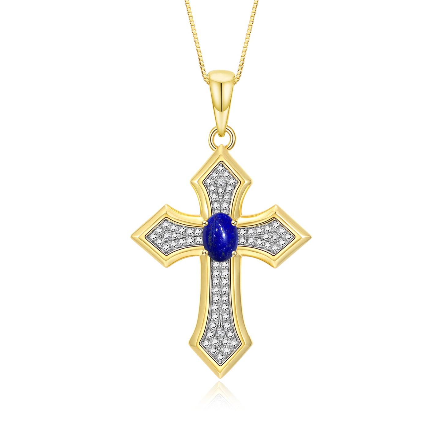 RYLOS Cross Necklace: Gemstone &  Diamond Yellow Gold Plated Silver 925 Pendant - 7X5MM Birthstone - 18 Chain - Elegant Jewelry