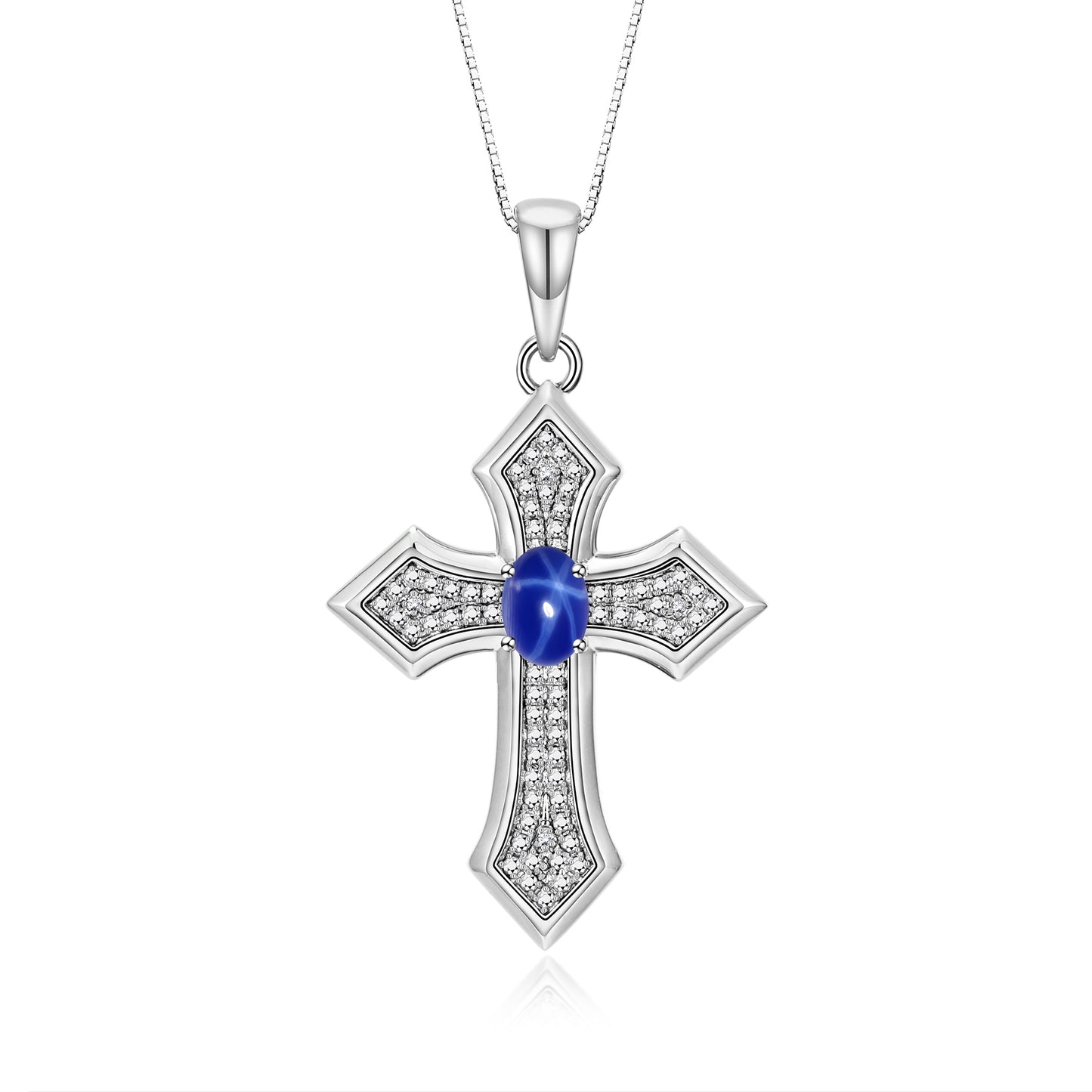 RYLOS Cross Necklace: Gemstone &  Diamond Sterling Silver 925 Pendant - 7X5MM Birthstone - 18 Chain - Elegant Jewelry