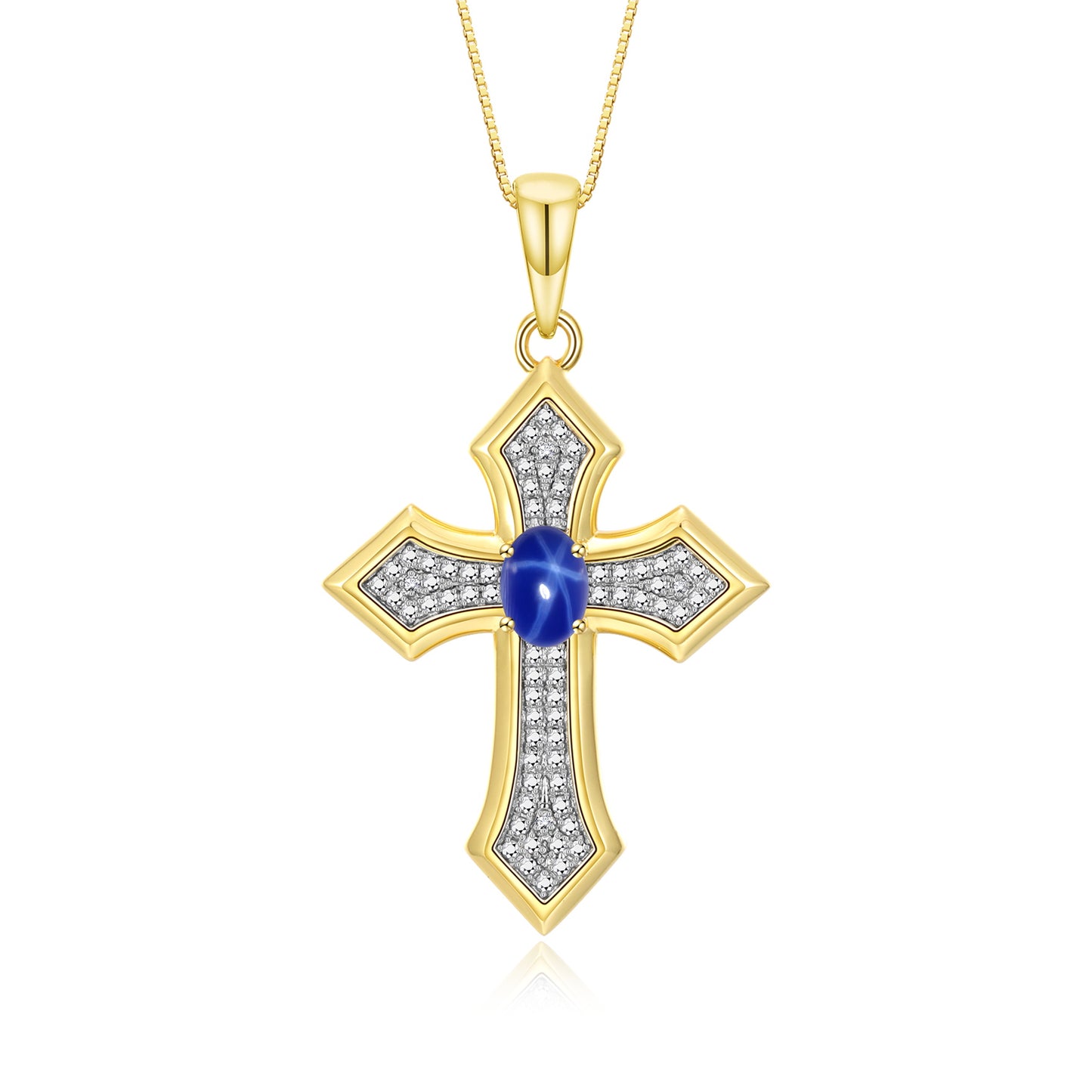 RYLOS Cross Necklace: Gemstone &  Diamond Yellow Gold Plated Silver 925 Pendant - 7X5MM Birthstone - 18 Chain - Elegant Jewelry