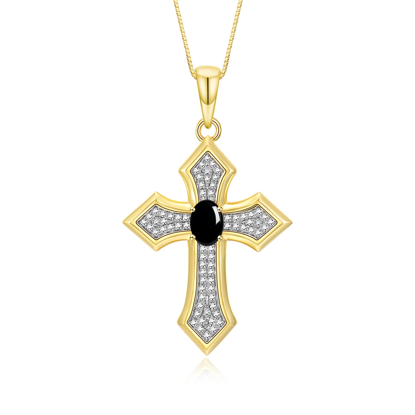 RYLOS Cross Necklace: Gemstone &  Diamond Yellow Gold Plated Silver 925 Pendant - 7X5MM Birthstone - 18 Chain - Elegant Jewelry