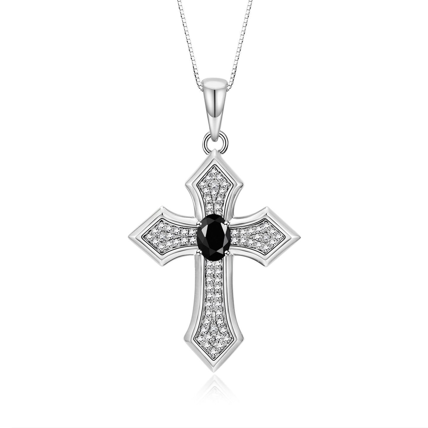 RYLOS Cross Necklace: Gemstone &  Diamond Sterling Silver 925 Pendant - 7X5MM Birthstone - 18 Chain - Elegant Jewelry
