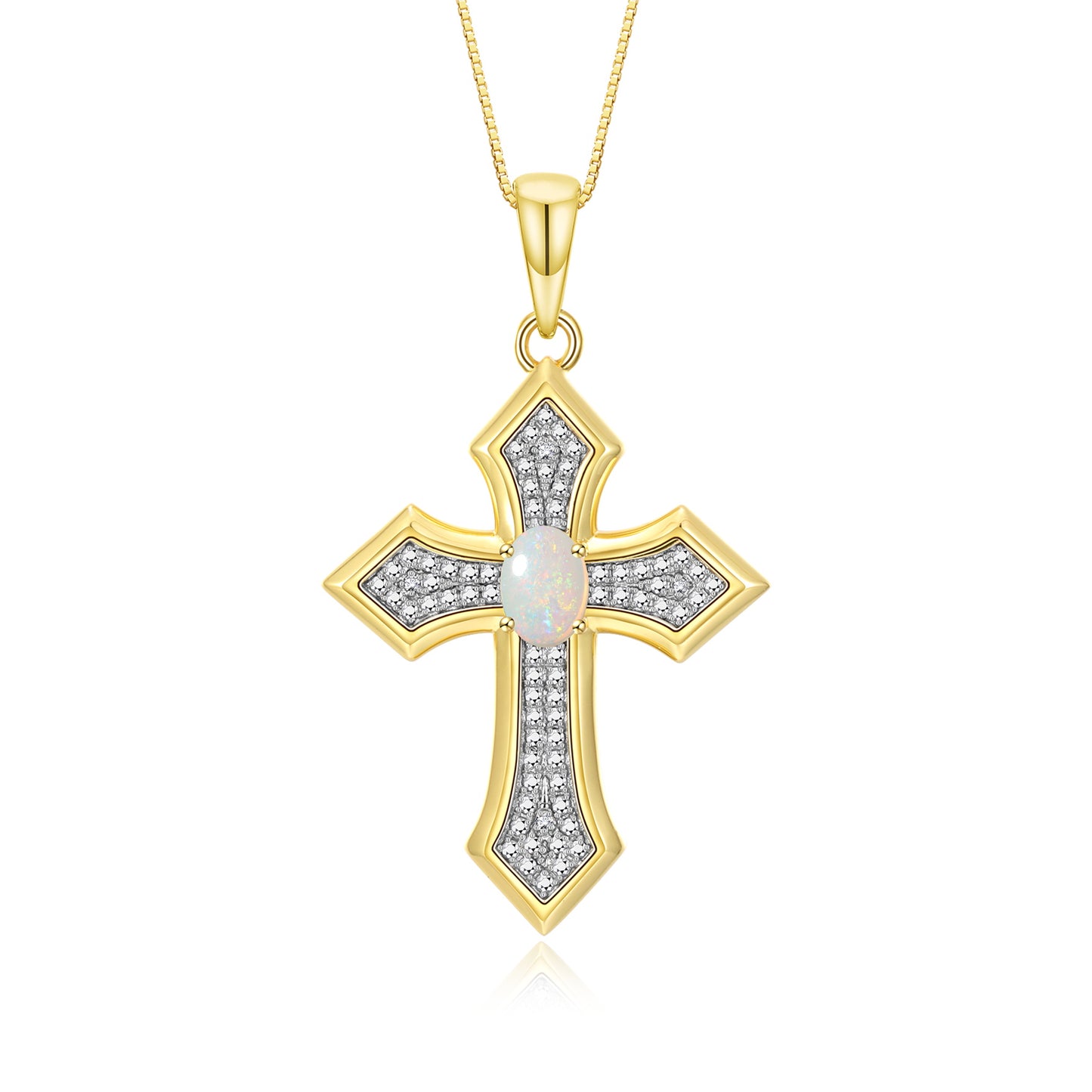 RYLOS Cross Necklace: Gemstone &  Diamond Yellow Gold Plated Silver 925 Pendant - 7X5MM Birthstone - 18 Chain - Elegant Jewelry