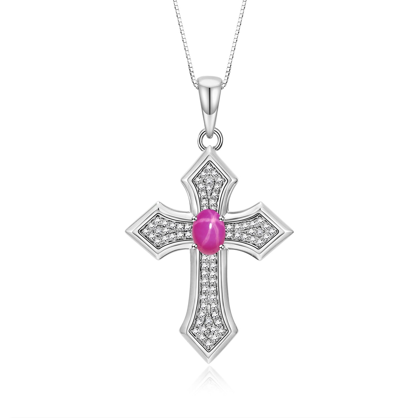 RYLOS Cross Necklace: Gemstone &  Diamond Sterling Silver 925 Pendant - 7X5MM Birthstone - 18 Chain - Elegant Jewelry
