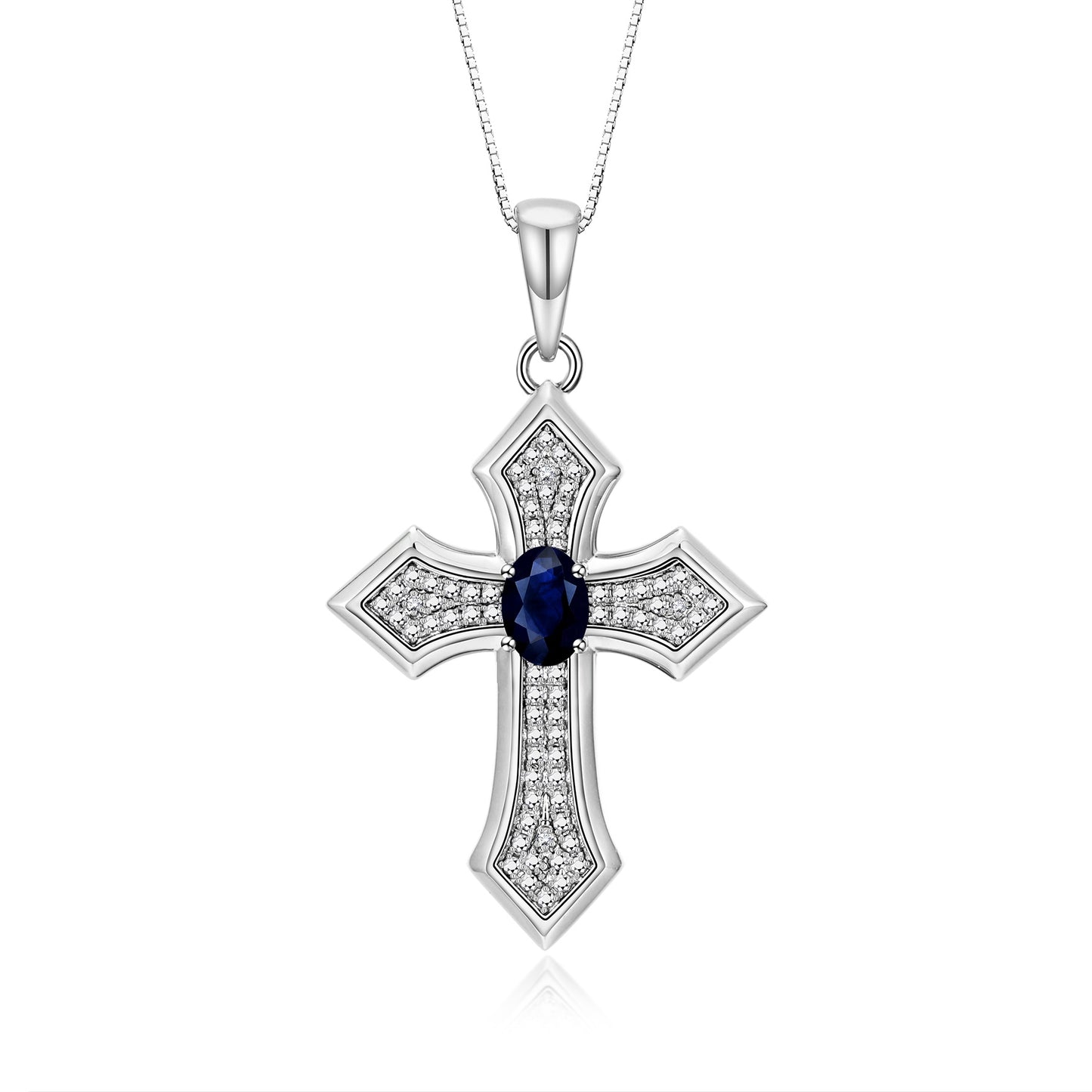 RYLOS Cross Necklace: Gemstone &  Diamond Sterling Silver 925 Pendant - 7X5MM Birthstone - 18 Chain - Elegant Jewelry