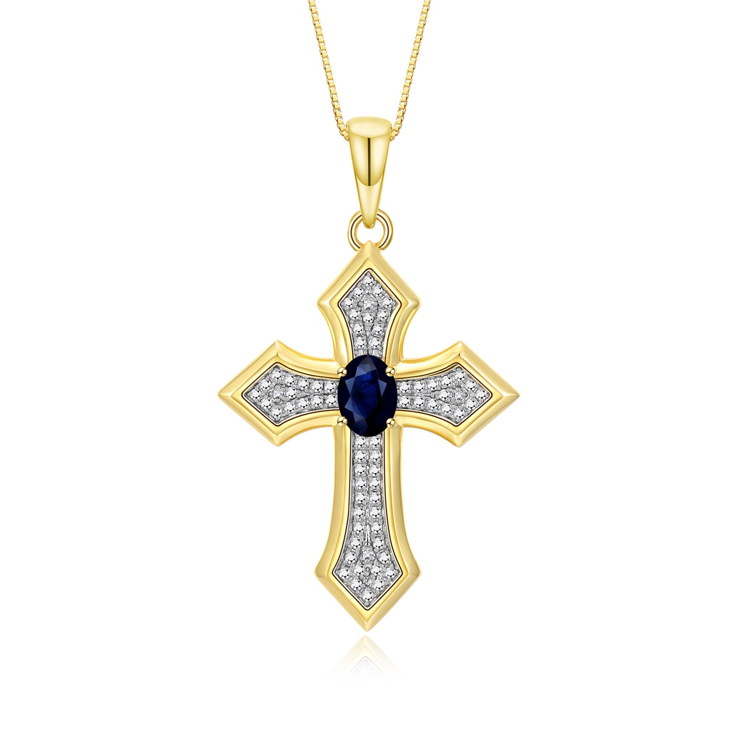 RYLOS 14K Yellow Gold Cross Necklace: Gemstone &  Diamond Pendant - 7X5MM Birthstone - 18 Chain - Elegant Jewelry